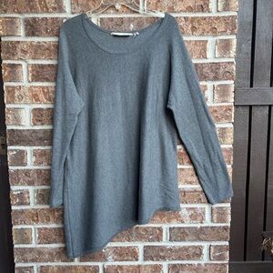 Soft Surroundings Charcoal Knit asymmetrical Top wool and cashmere blend